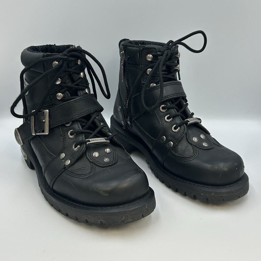 Milwaukee Leather Motorcycle Boots MB223 Womens' Black Size 8 Freedom Flex NICE